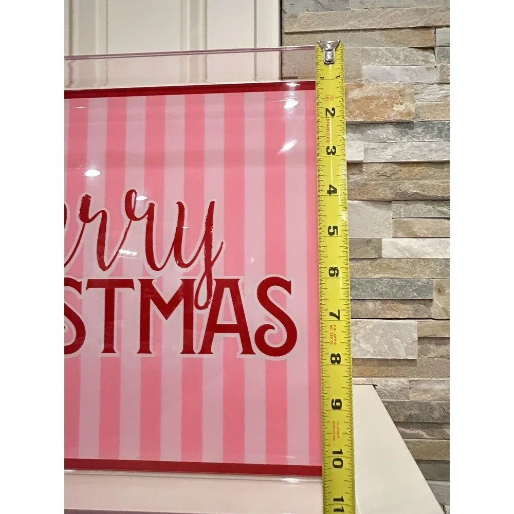 Ashland Berry Jolly Christmas Tray Pink Red White Plastic Glossy 16x11x1.5”